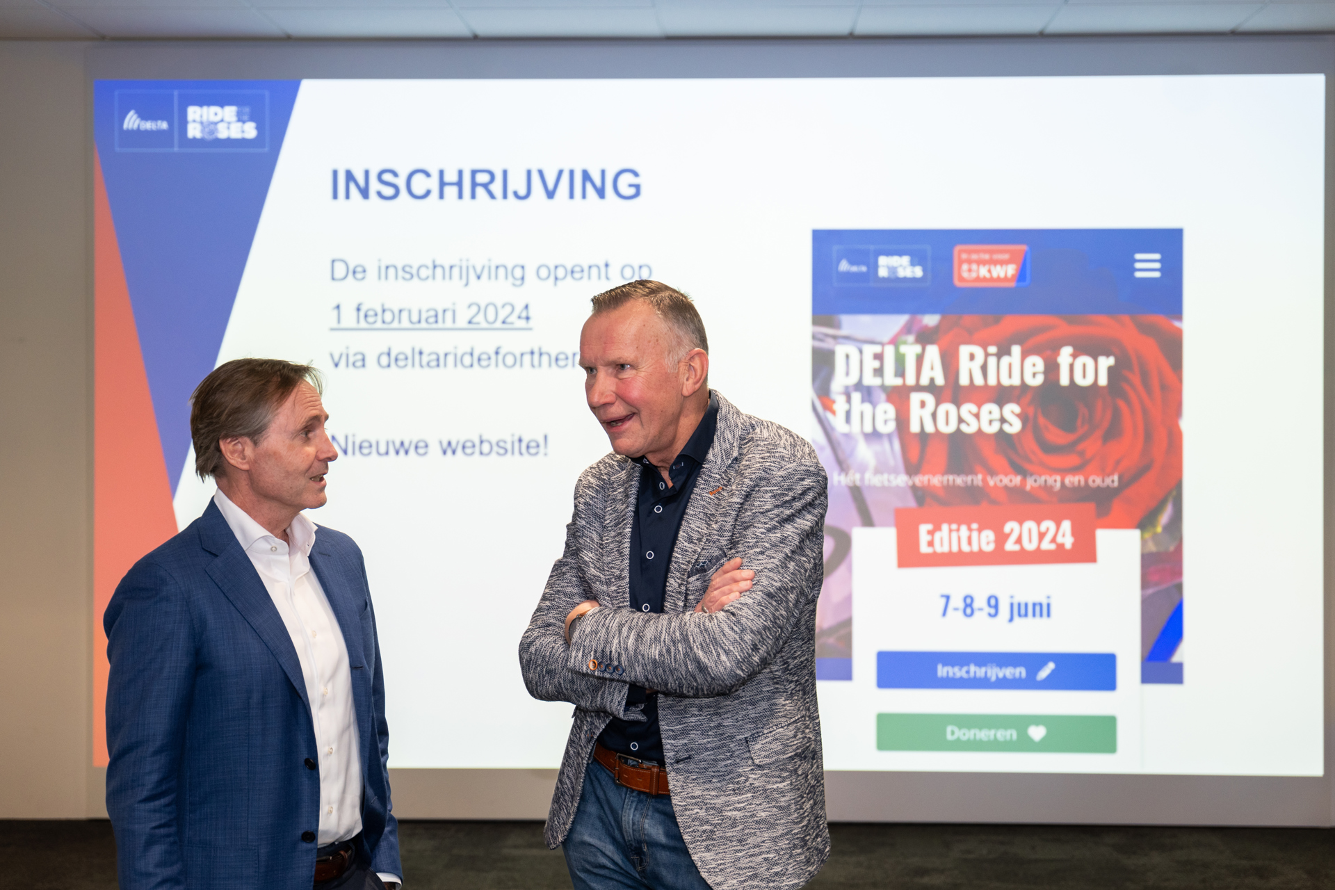 CCO Ludolf Rasterhoff van DELTA in gesprek met DELTA Ride-voorzitter Henk Remijnsen